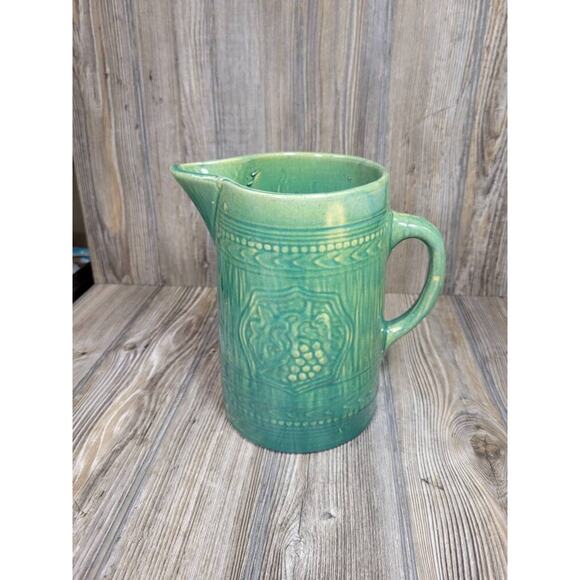 Vintage McCoy Pitcher Tankard, Green Pottery - Picture 2 of 5